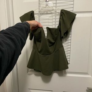 Green off shoulder top